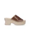 Loewe Petal Leather Espadrille Platform Sandals In Brown