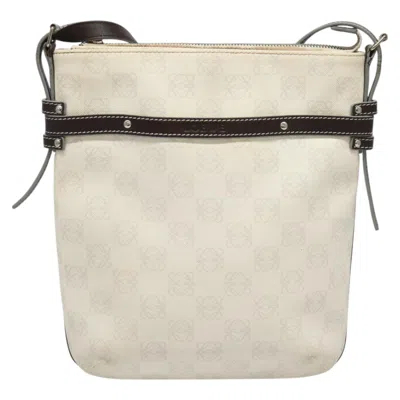 Pre-owned Loewe Anagram White Canvas Shoulder Bag ()