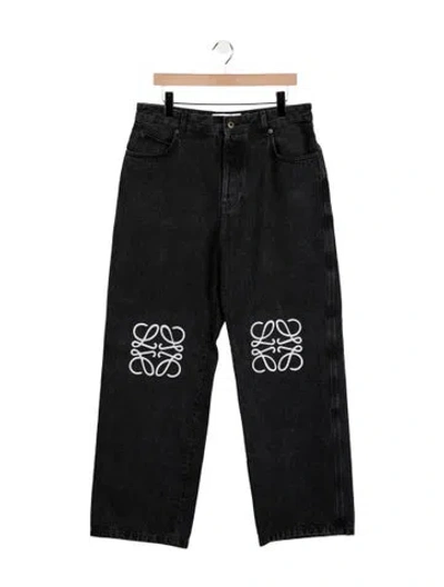 Pre-owned Loewe Anagram Wide Leg Jeans In Black