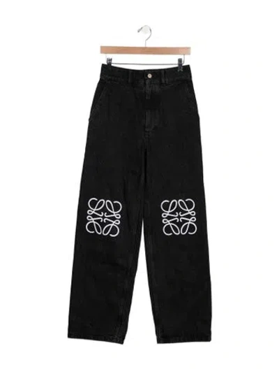 Pre-owned Loewe Anagram Wide Leg Jeans In Black