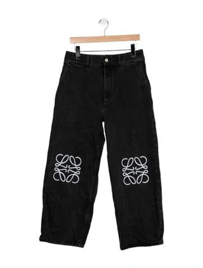 Pre-owned Loewe Anagram Wide Leg Jeans In Black