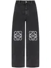 Loewe Womens Black Anagram Mid-rise Wide-leg Jeans In Black