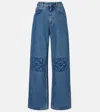 Loewe Baggy Jeans With Wide Leg And Anagram Cut-outs In Blue