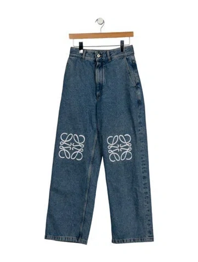 Pre-owned Loewe Anagram Wide Leg Jeans In Blue