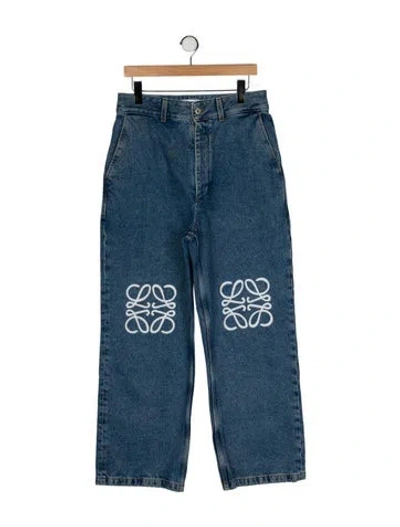 Pre-owned Loewe Anagram Wide Leg Jeans In Blue