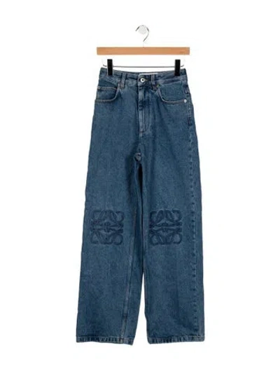Pre-owned Loewe Anagram Wide Leg Jeans In Blue