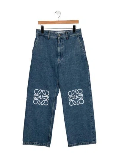 Pre-owned Loewe Anagram Wide Leg Jeans In Blue