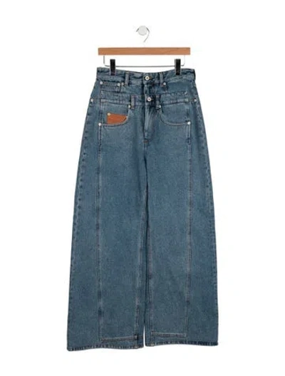 Pre-owned Loewe Anagram Wide Leg Jeans In Blue