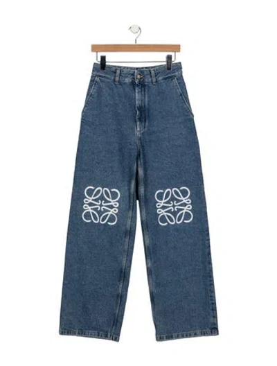 Pre-owned Loewe Anagram Wide Leg Jeans In Blue