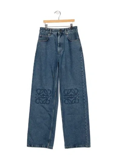 Pre-owned Loewe Anagram Wide Leg Jeans In Blue