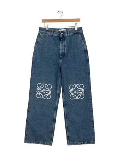 Pre-owned Loewe Anagram Wide Leg Jeans In Blue