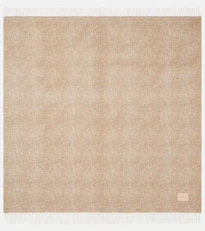 Loewe Anagram Wool And Cashmere Scarf In Neutrals