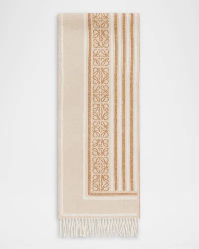 Loewe Anagram Wool And Cashmere Scarf In Neutral