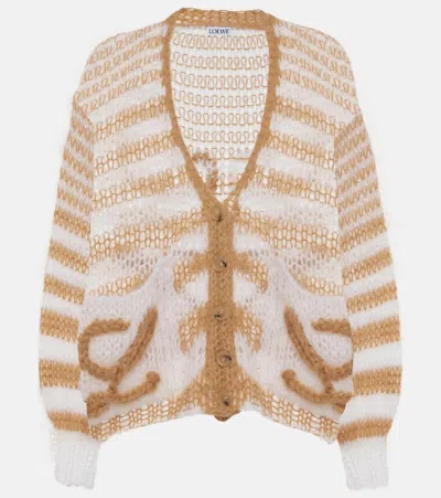 Loewe Anagram Wool-blend Cardigan In White