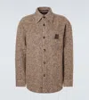 Loewe Embroidered Wool Blend Oversize Shirt In Brown
