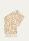 Loewe Anagram Scarf In Beige White