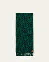 Loewe Anagram Wool-blend Scarf In Green