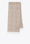 Loewe Anagram Wool-blend Scarf In Sand