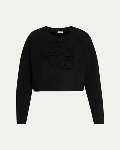 Loewe Anagram Wool-blend Sweater In Black