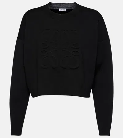 Loewe Anagram Wool-blend Sweater In Black