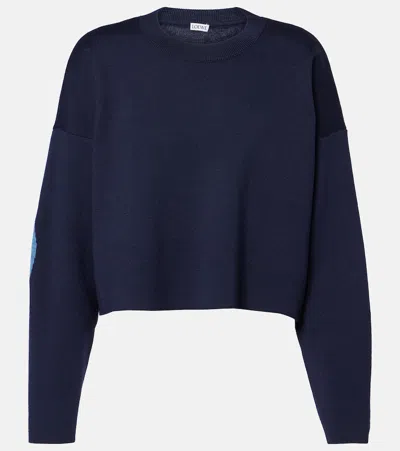 Loewe Anagram Wool-blend Sweater In Blue