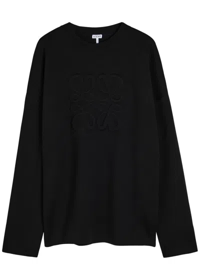 Loewe Anagram Wool-blend Sweatshirt In Black