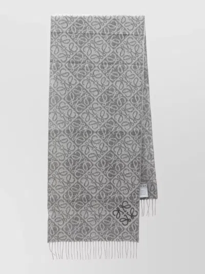 Loewe Anagram Wool Cashmere Double Face Scarf In Gray