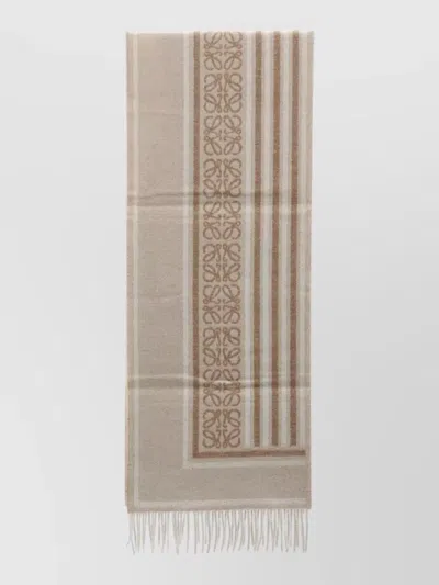 Loewe Anagram Wool Cashmere Jacquard Scarf In Brown
