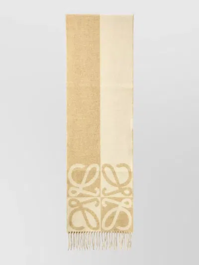 Loewe Anagram Wool Cashmere Reversible Long Scarf In Neutral
