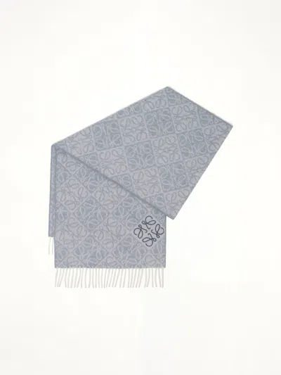 Loewe Anagram Wool Cashmere Scarf In Blue