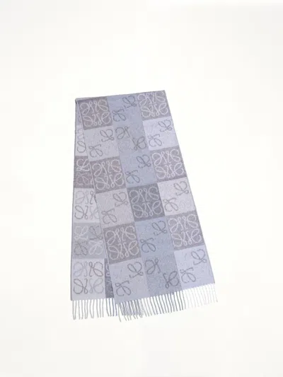 Loewe Anagram Wool Cashmere Scarf In Green