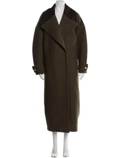 Pre-owned Loewe Anagram Wool Coat In Green