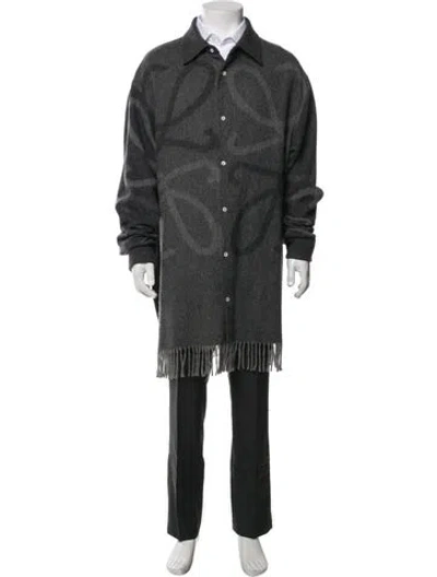Pre-owned Loewe Anagram Wool Coat In Grey