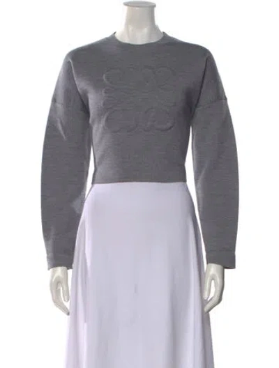 Pre-owned Loewe Anagram Wool Crop Top In Gray