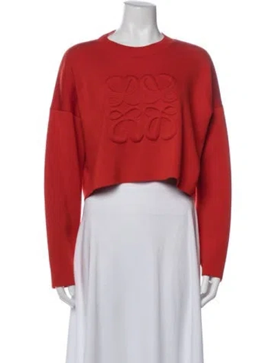 Pre-owned Loewe Anagram Wool Crop Top In Red