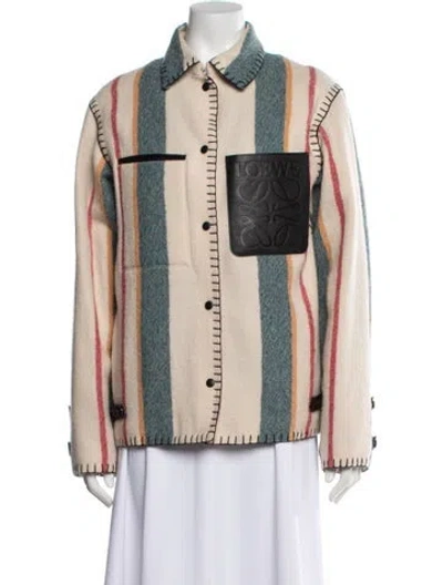 Pre-owned Loewe Anagram Wool Jacket In Neutral