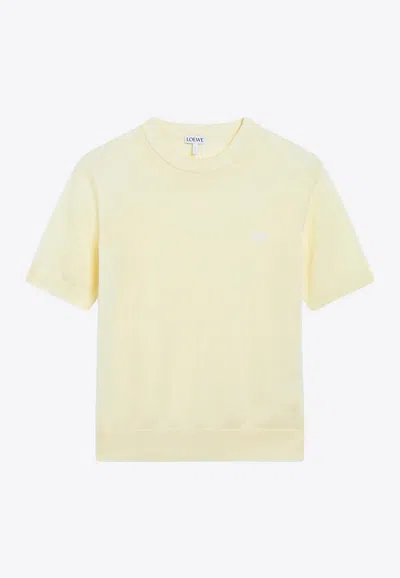 Loewe Anagram Wool Knit T-shirt In Yellow