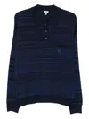 Loewe Mens Navy/black Striped Polo-collar Wool Jumper In Blue
