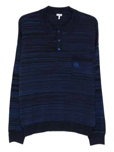 Loewe Anagram Wool Polo Shirt In Blue