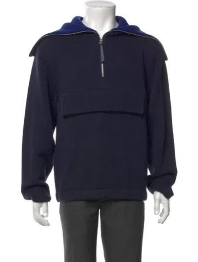 Pre-owned Loewe Anagram Wool Polo Sweater In Blue