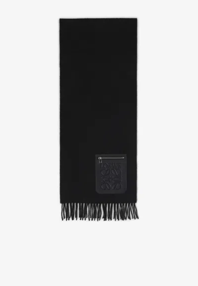 Loewe Anagram Wool Scarf In Black