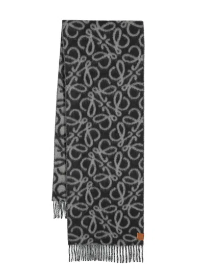 Loewe Anagram Wool Scarf In Black