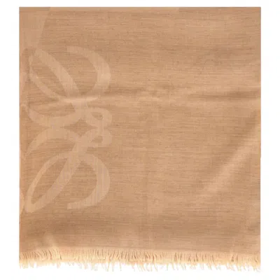 Pre-owned Loewe Anagram Wool, Silk & Cashmere Blend Scarf In Brown