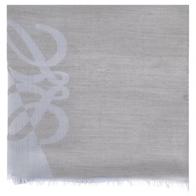Pre-owned Loewe Anagram Wool, Silk & Cashmere Blend Scarf In Gray