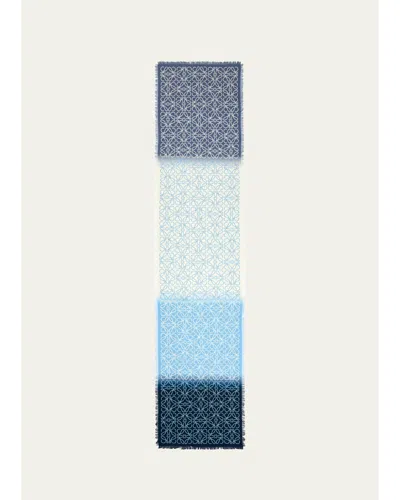 Loewe Anagram Wool Silk Scarf In Multicolor