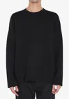 Loewe Relaxed Fit Crewneck Sweater With Embossed Logo In Black