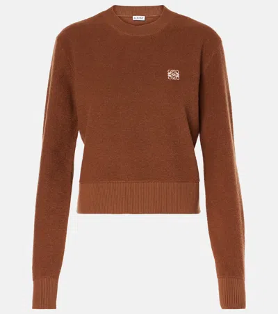 Loewe Anagram Wool Sweater In Brown