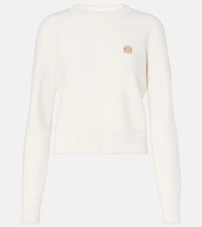 Loewe Anagram Wool Sweater In Ecru
