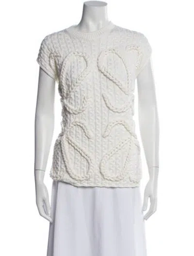Pre-owned Loewe Anagram Wool Sweater In White