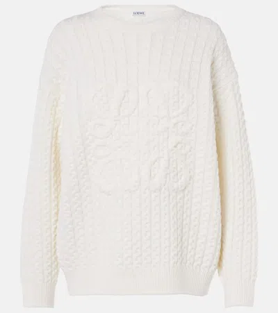 Loewe Anagram Wool Sweater In Beige